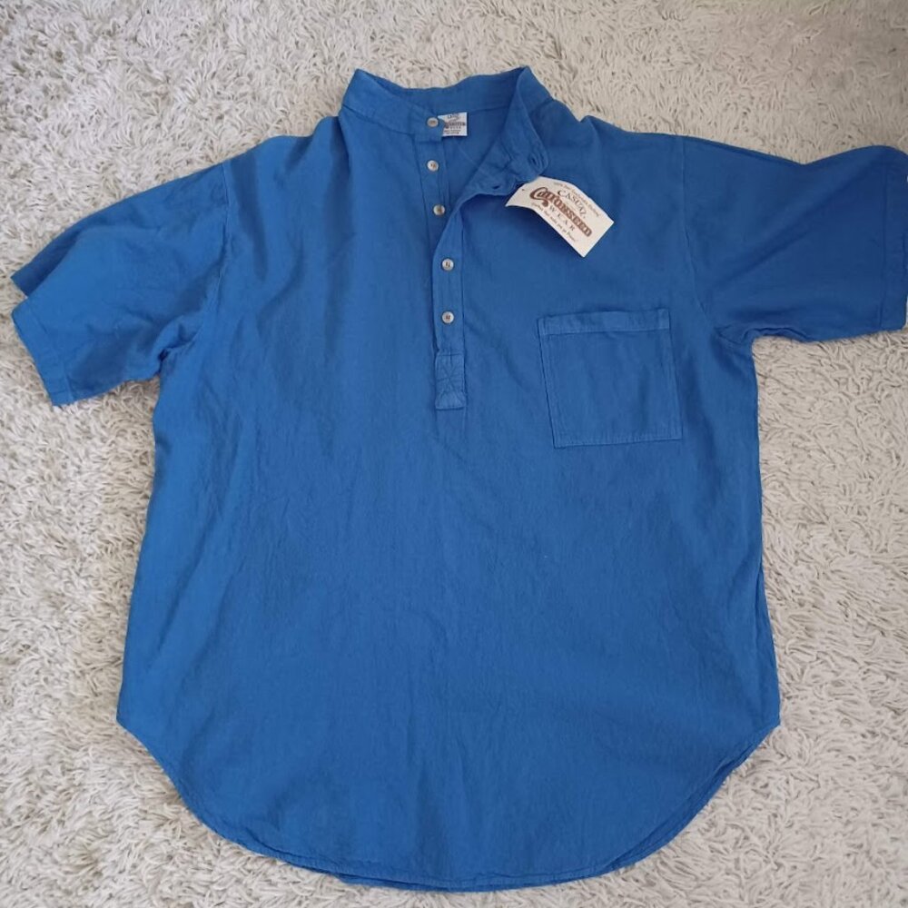 Cottonseed Casual Wear Mens Size XL 100% Cotton Cobalt Blue Henley Neck Shirt